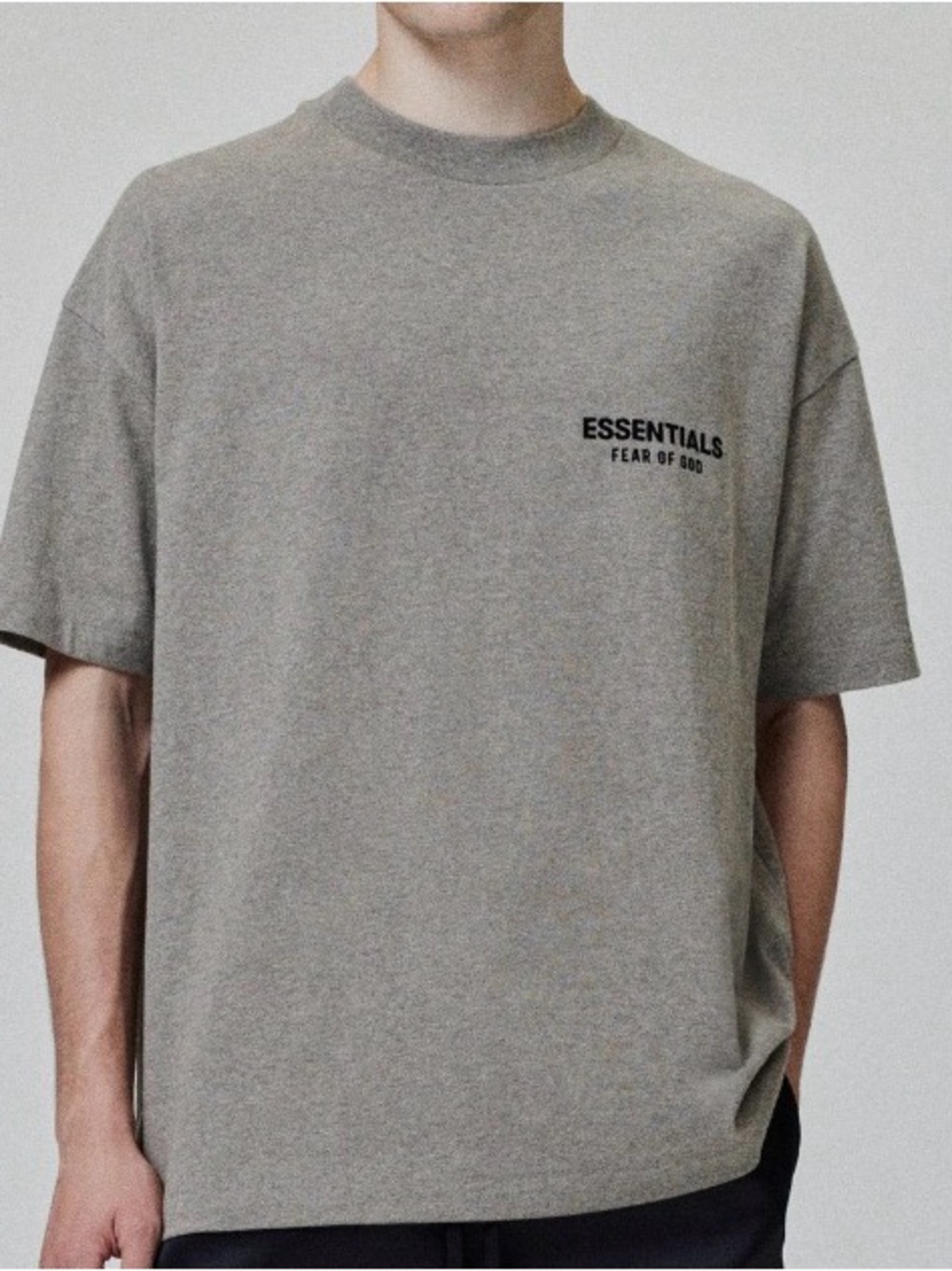 New Authentic Fear of God Essentials Grey Short Sleeve classic Logo Tee